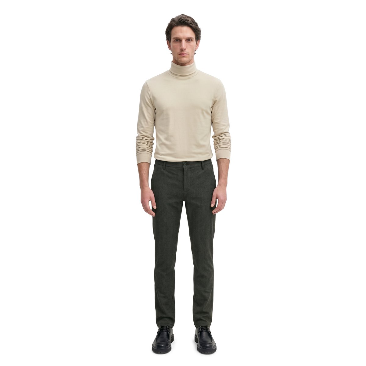 Chino modèle Stig, coupe jogger en mélange élastique de coton bio et de viscose noir, MARC O'POLO
