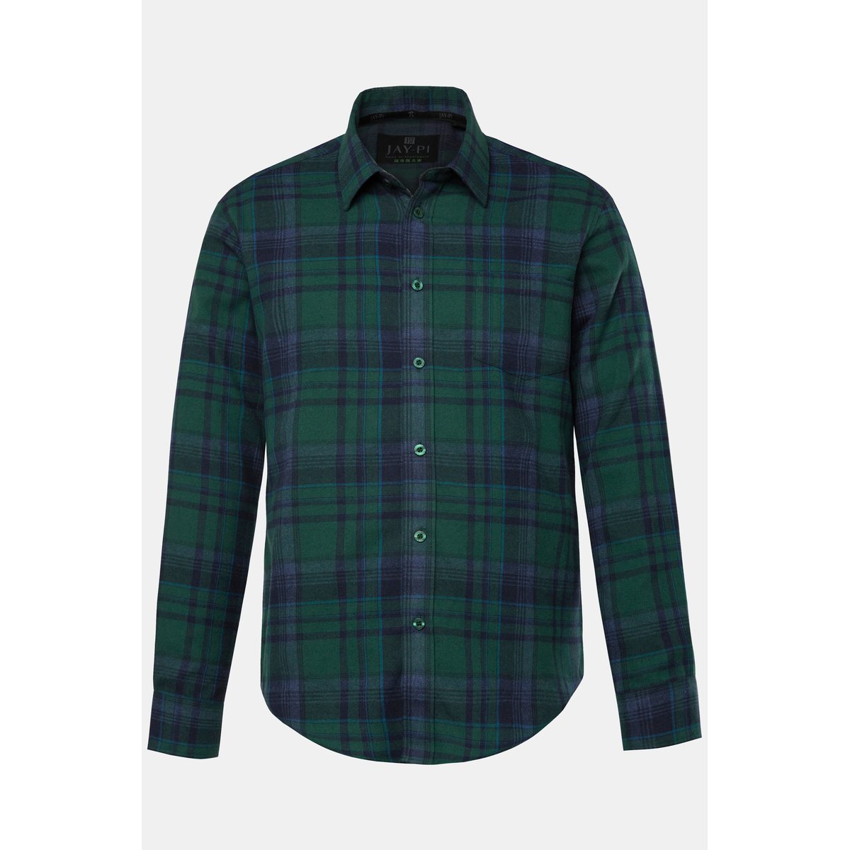 Chemise en flanelle à carreaux pétrole foncé, JP1880