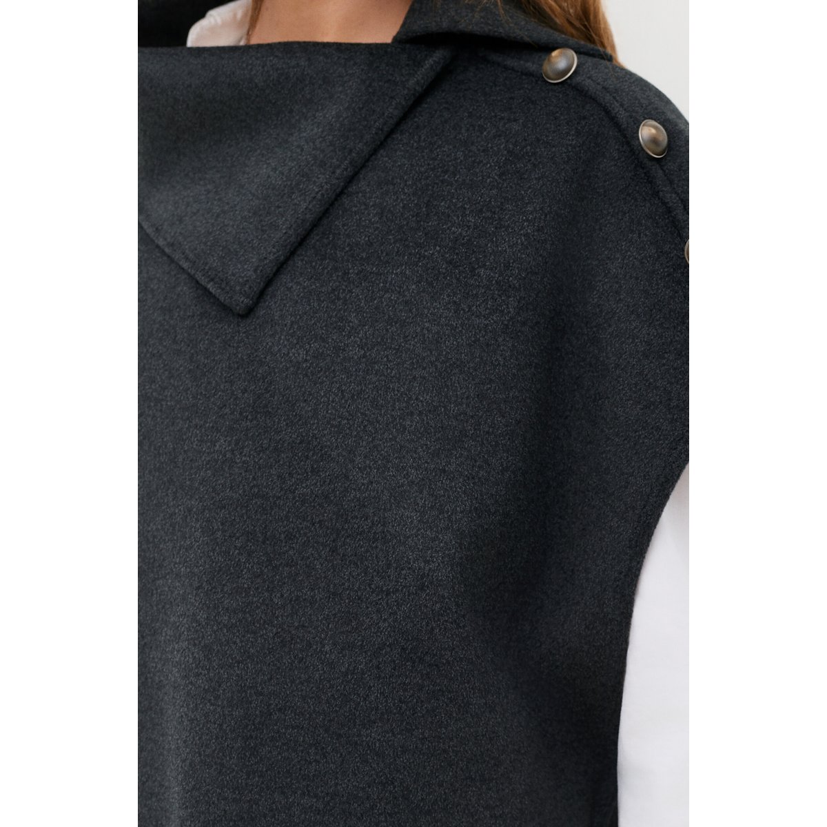 Poncho court col asymétrique HOFRANY gris, CAROLL