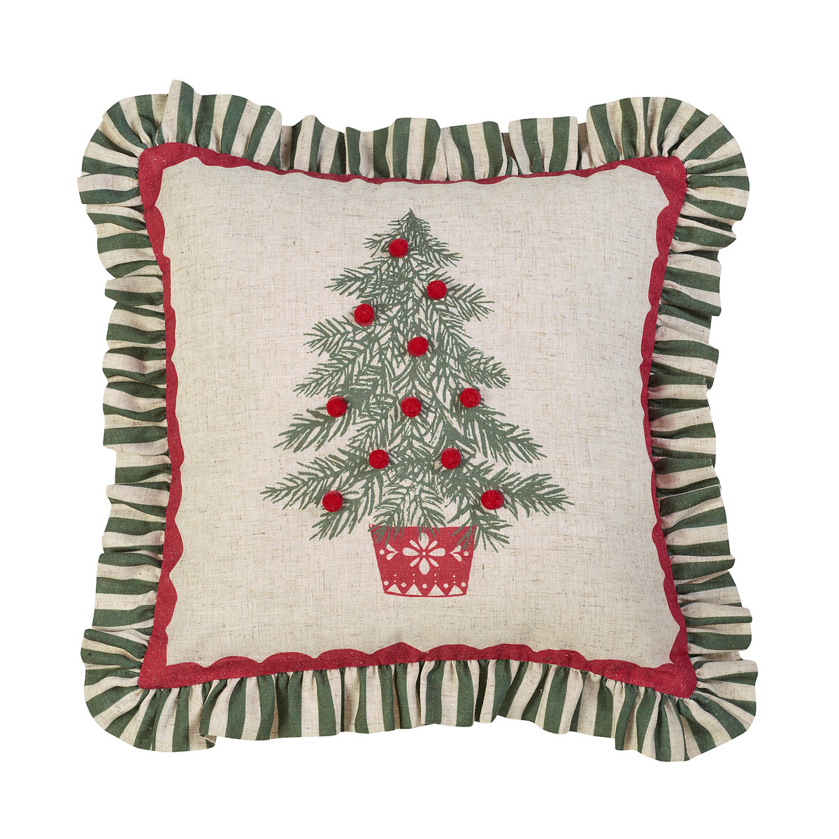Frilled Christmas Tree Cushion green, CATHERINE LANSFIELD