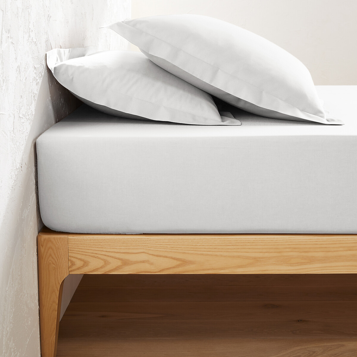 Drap-housse en coton, bonnet 25 cm, MACHA blanc, LA REDOUTE INTERIEURS