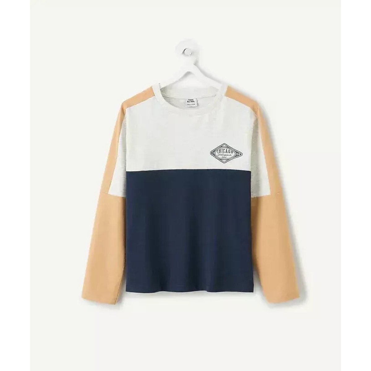 Colour block T-shirt with long sleeves ., TAPE A L'OEIL