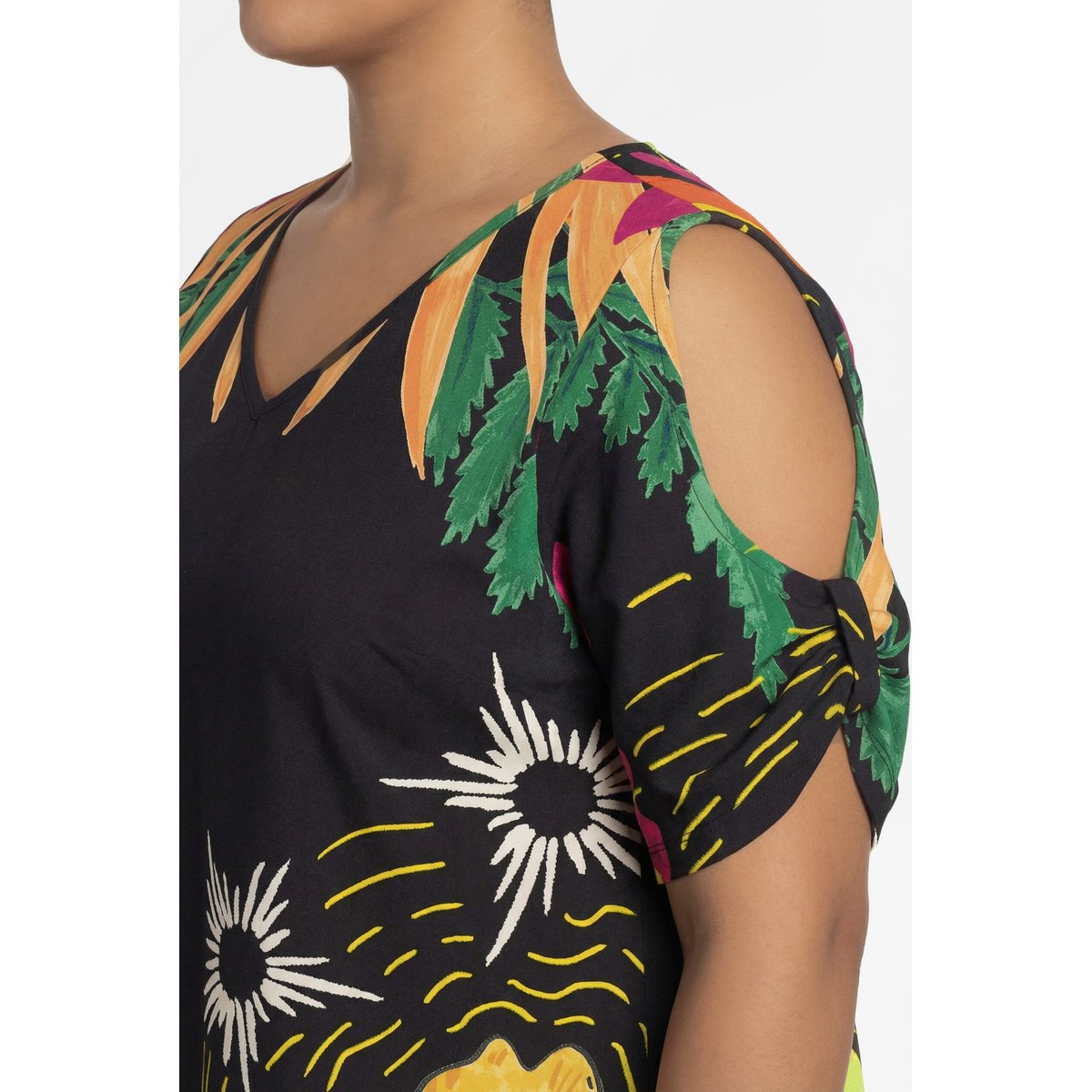 Robe en jersey motif chats noir, ULLA POPKEN