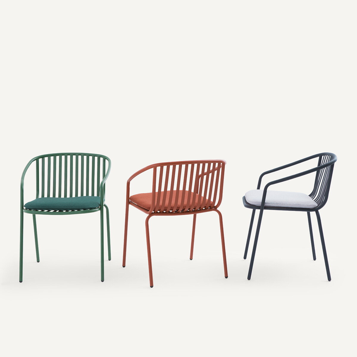 Fauteuil de table de jardin en métal acier, CIARA charbon, AM.PM
