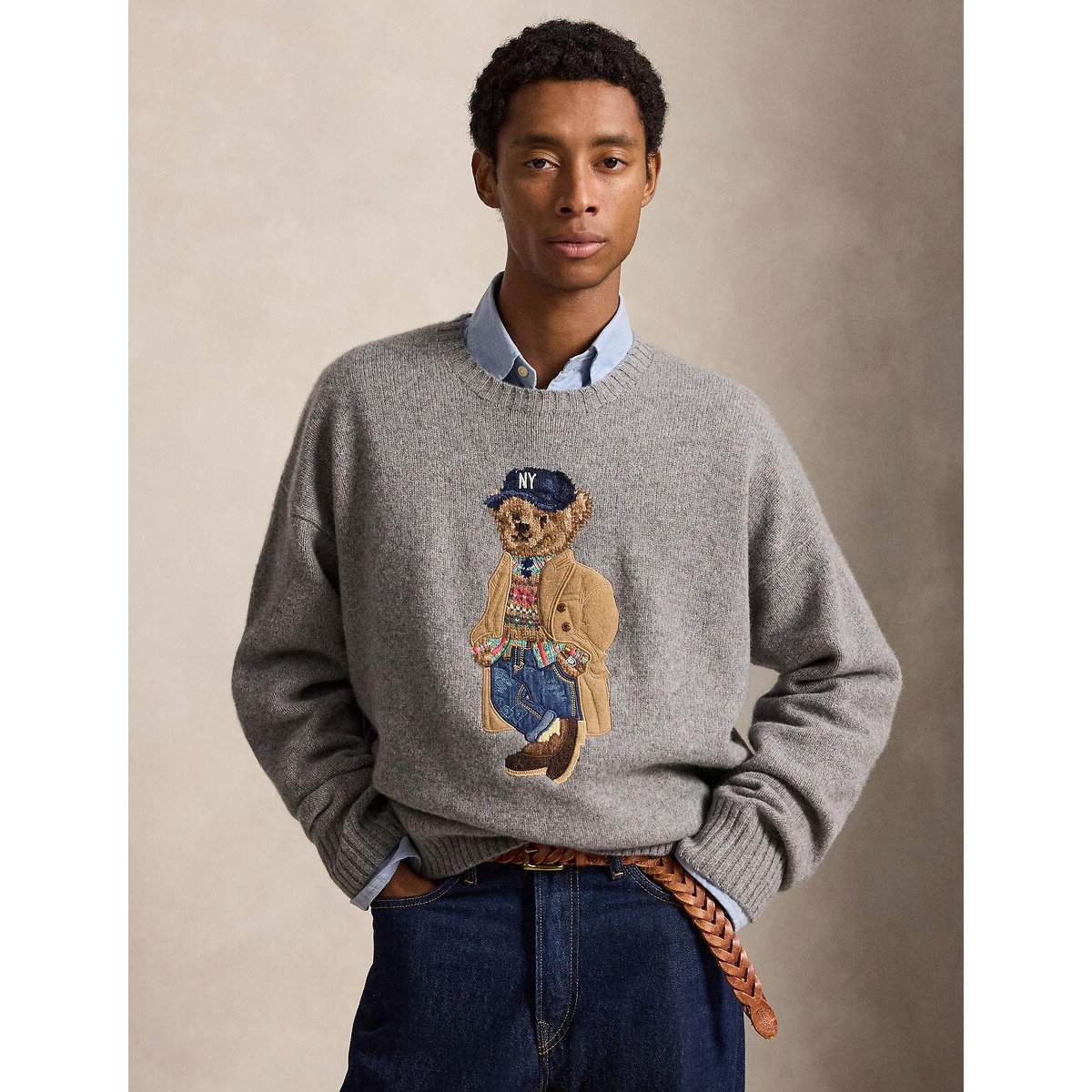 Bear-trui, van gemengde wol, Relaxed Fit grijs, POLO RALPH LAUREN