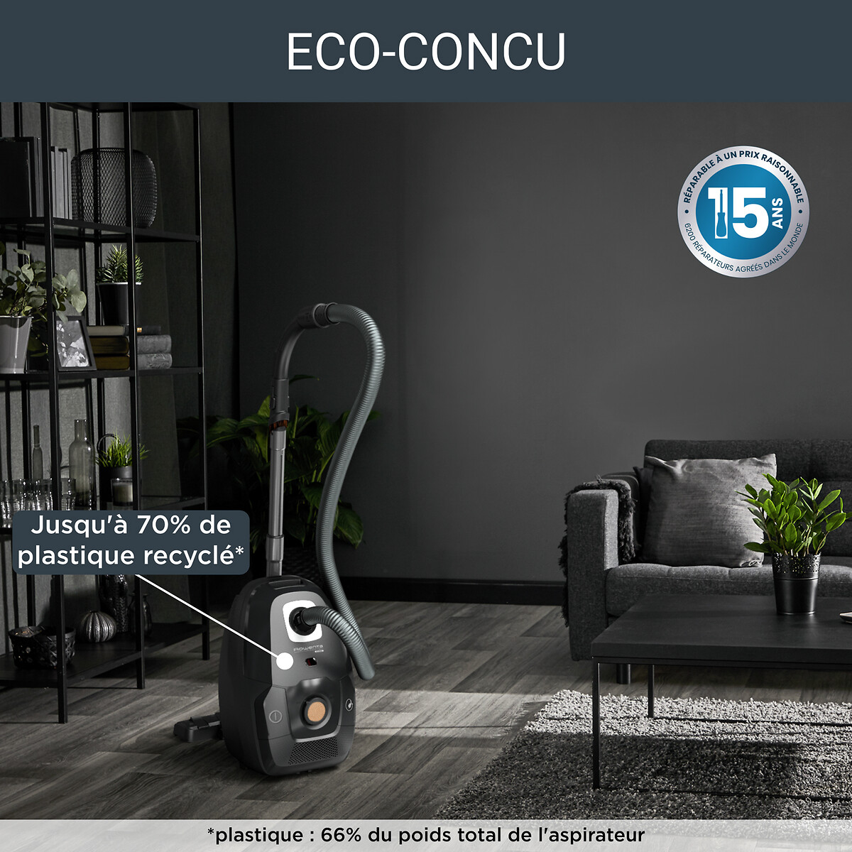 Aspirateur avec sac Green force Effitech Silence R noir, ROWENTA