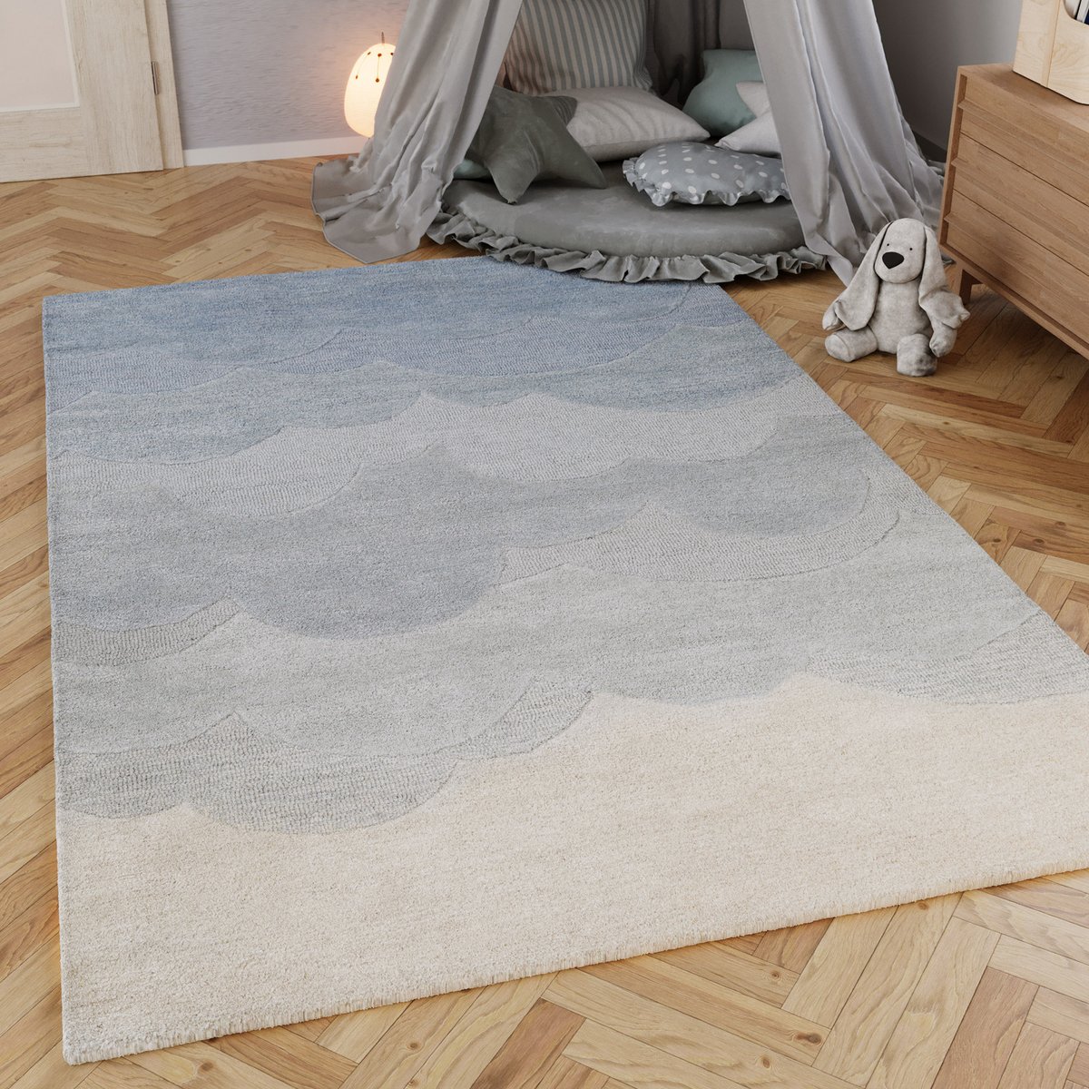 Tapis enfant nuages dégradé , MIKA bleu, SMART KIDS