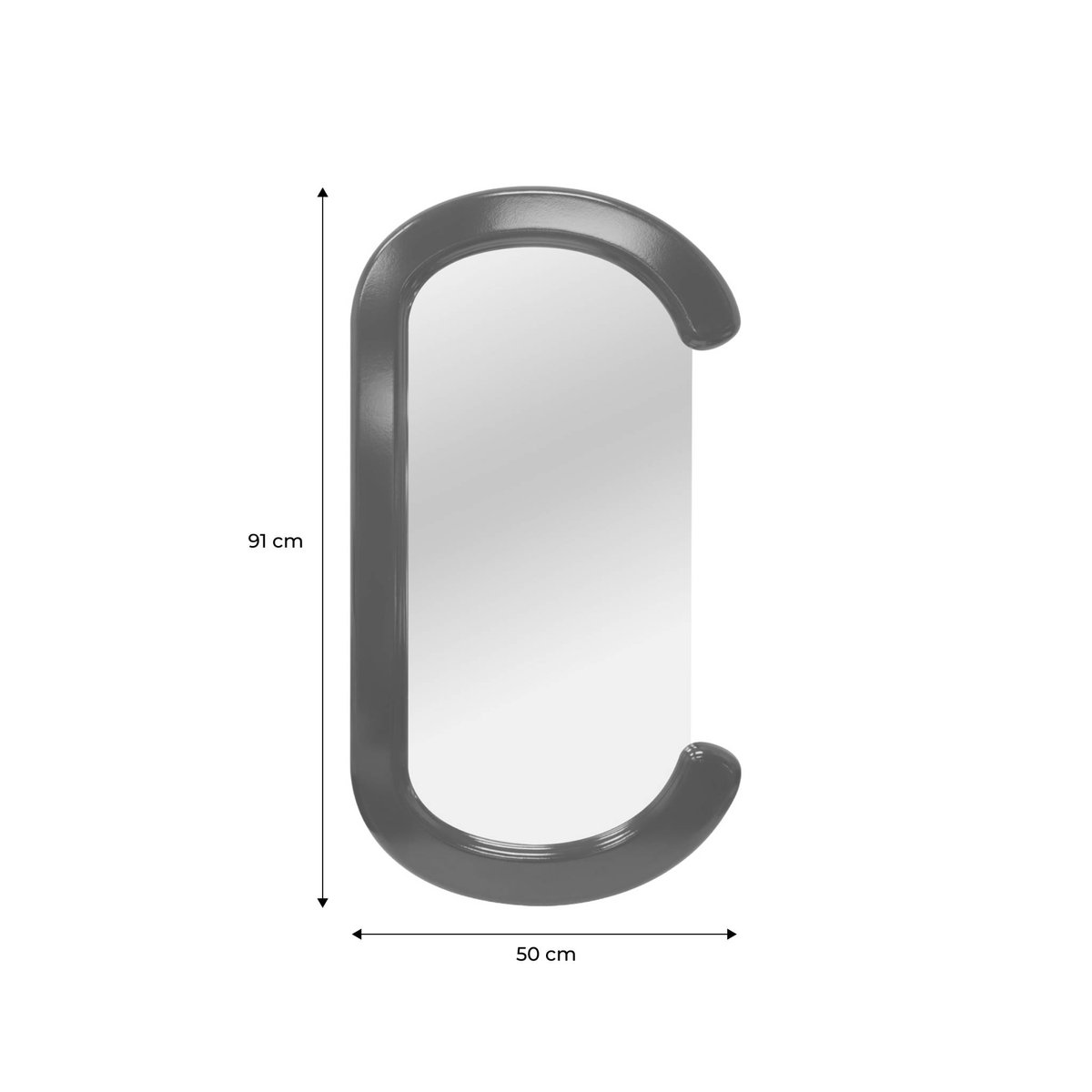 Miroir ovale décor bois 91cm LINK noir, SWEEEK