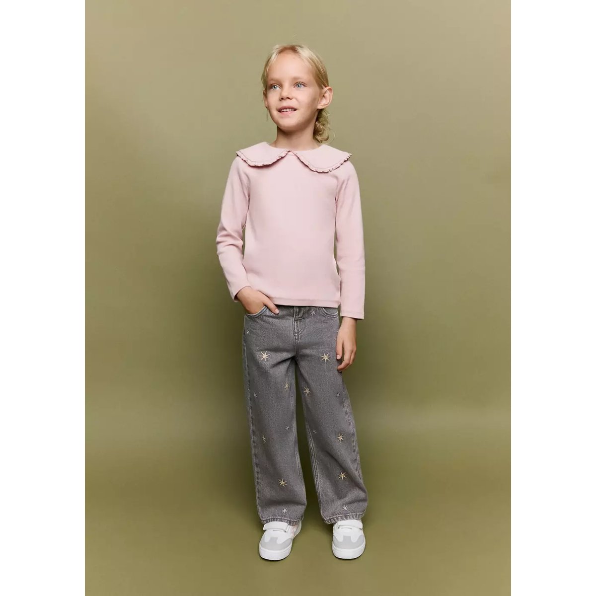 T-shirt en coton col Claudine rose, MANGO BABY