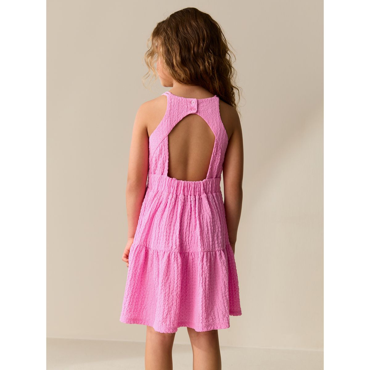 Robe d'été froissée à lanières rose, NEXT