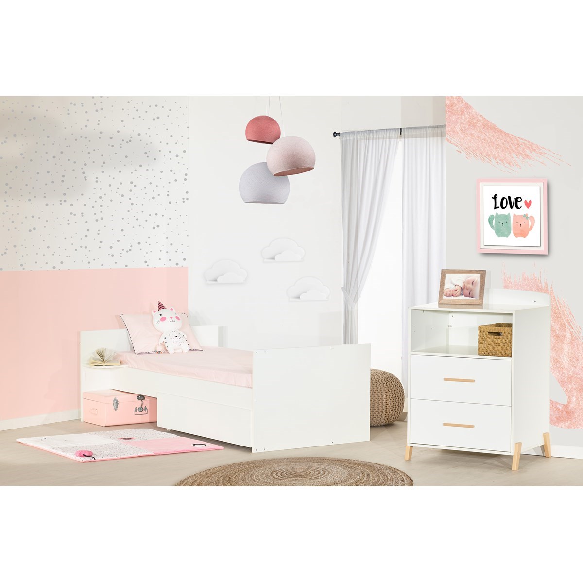 Lit combiné Evolutif en bois blanc/marron, BABY PRICE
