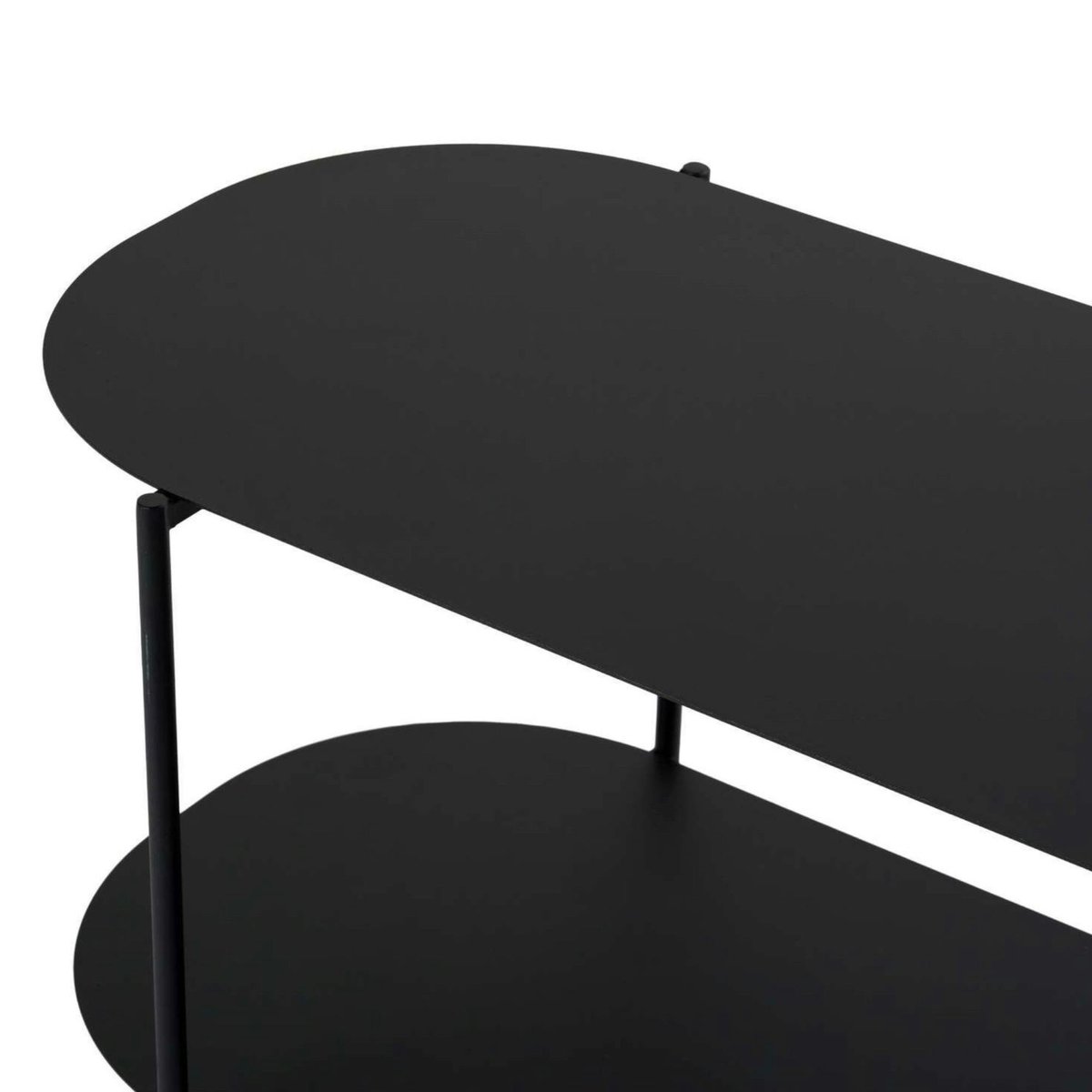 Table basse ovale double plateau en métal SFAX noir, PIER IMPORT