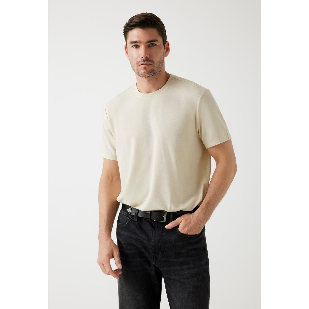 T-Shirt En Mélange De Laine crème, GUESS
