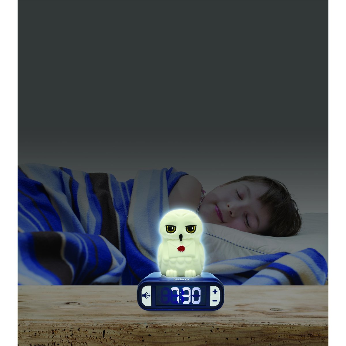 Réveil avec veilleuse Hedwige en 3D multicolore, LEXIBOOK