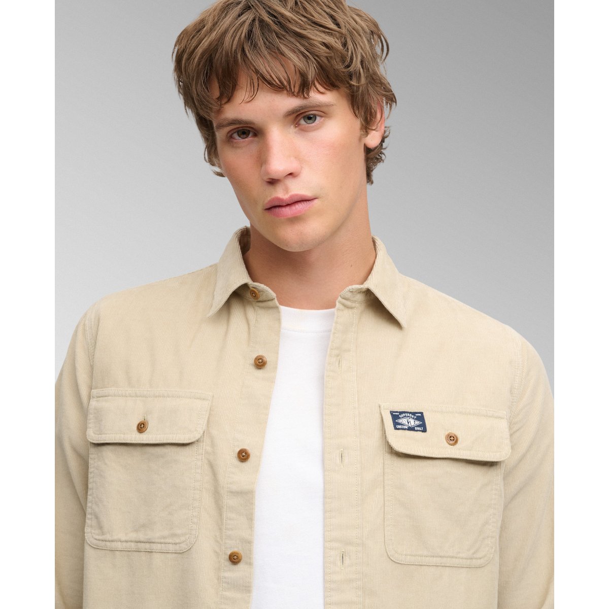 Chemise Trailsman Velours Côtelé Coupe Décontractée marron taupe délavé, SUPERDRY