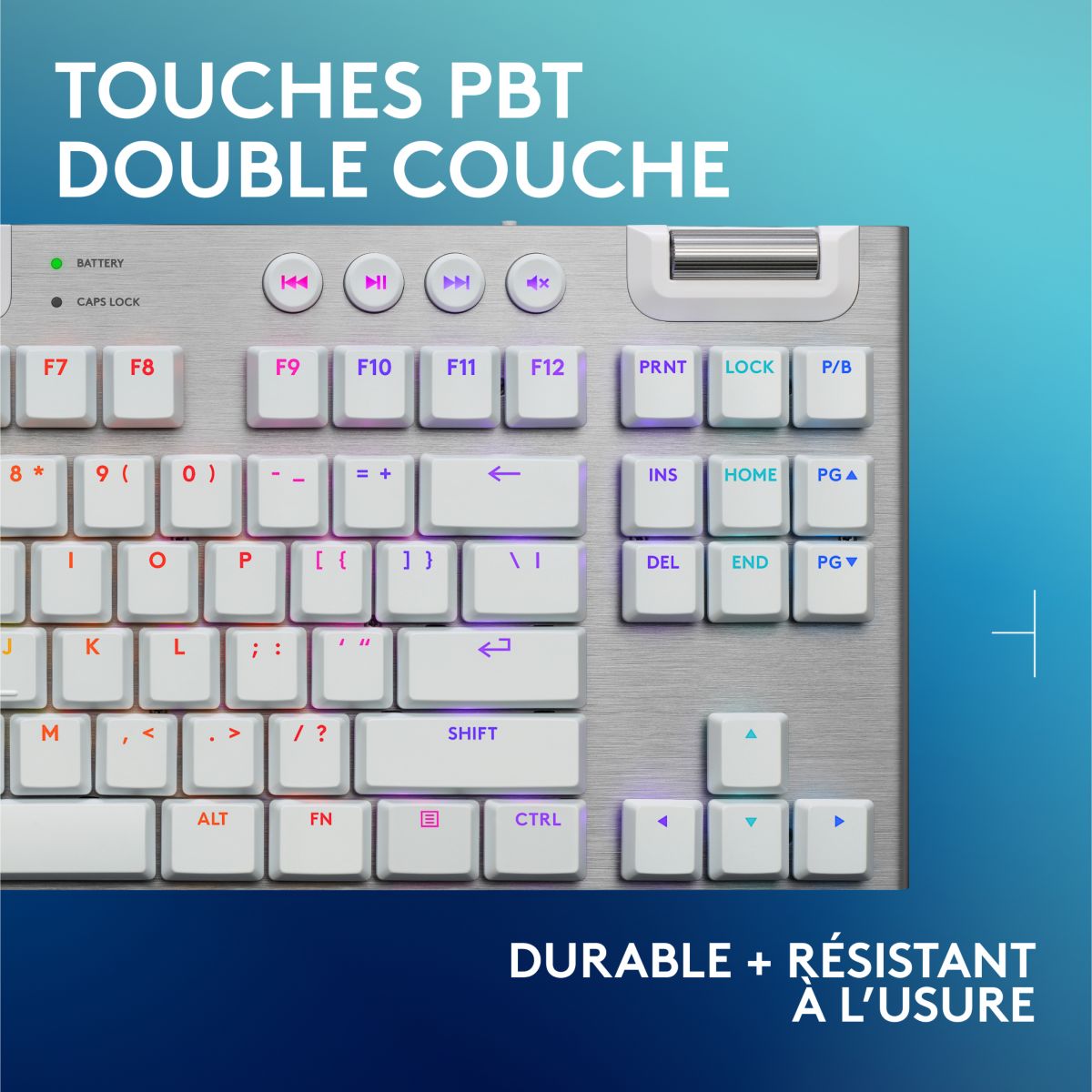 Clavier gamer sans fil G915 X Lightspeed TKL Tactile Blanc couleur unique, LOGITECH