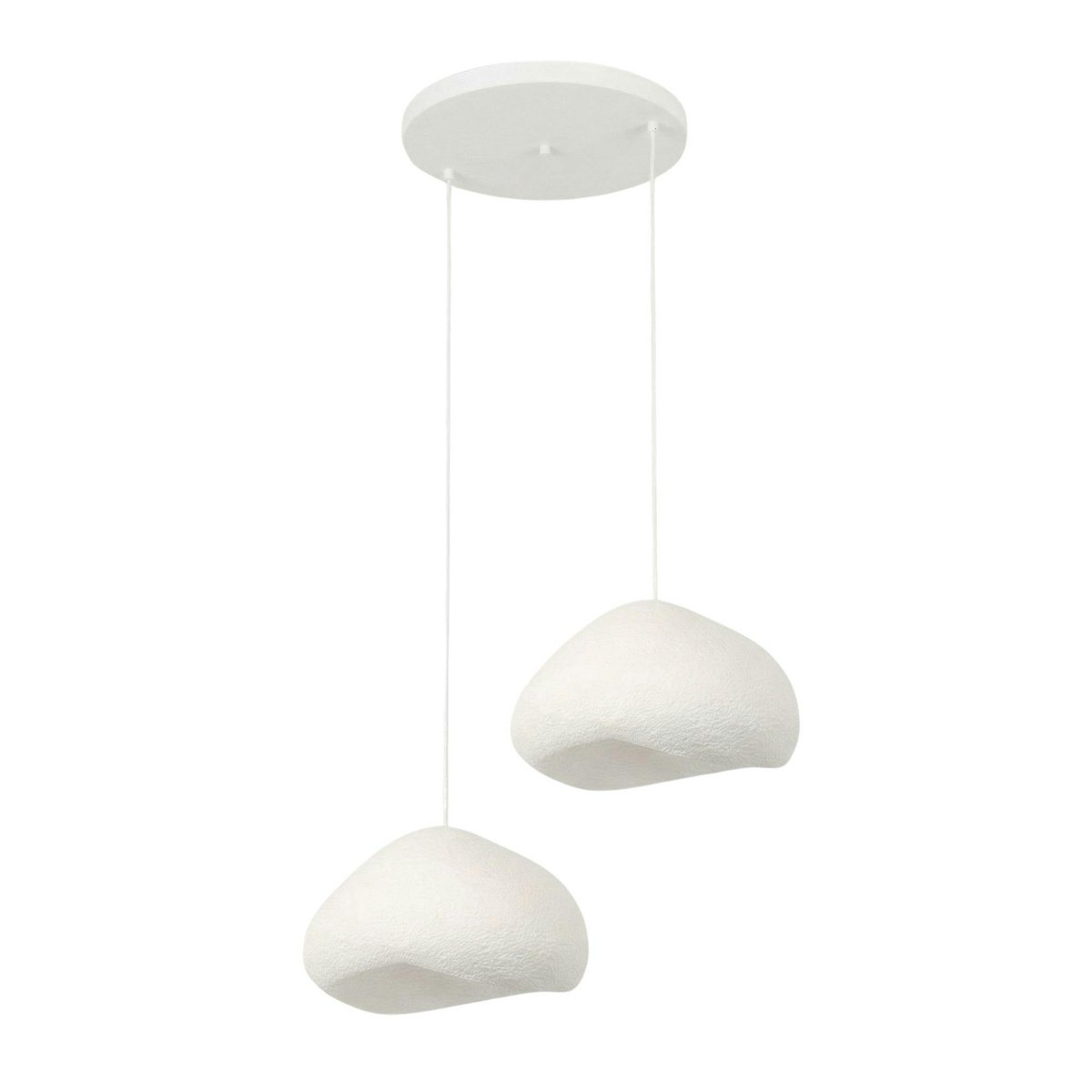Suspension blanche design organique 2 abat-jour 94 cm NOXIS blanc, PIER IMPORT