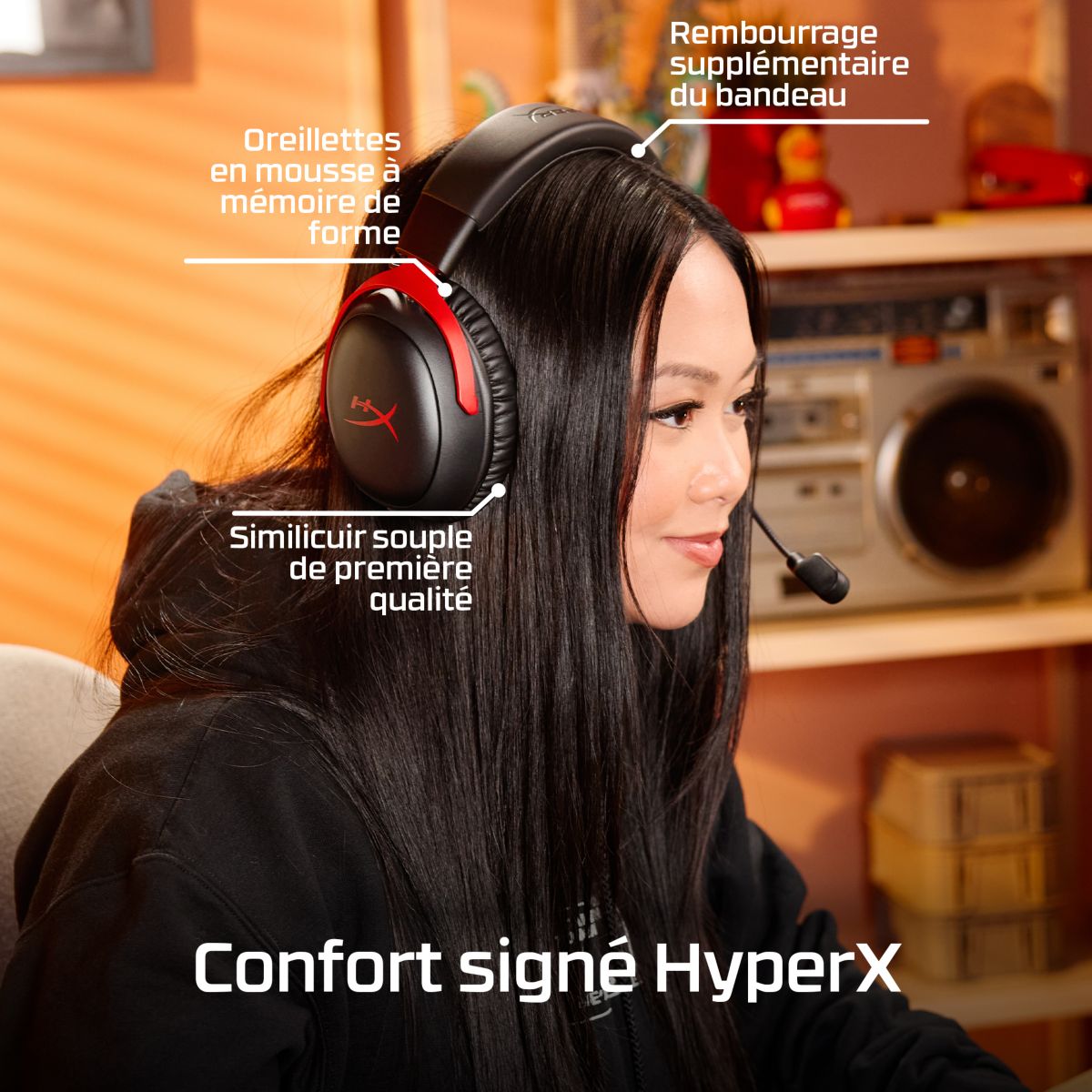 Casque gamer Cloud III S Rouge couleur unique, HYPER