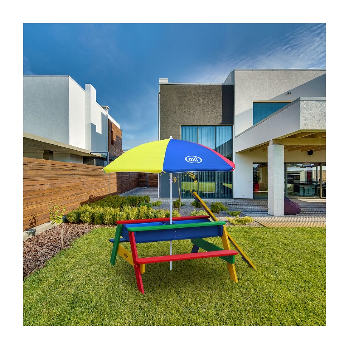 AXI Table sable et eau NICK Arc en ciel avec parasol Arc en ciel 90x80x56cm couleur unique, AXI HOUSE