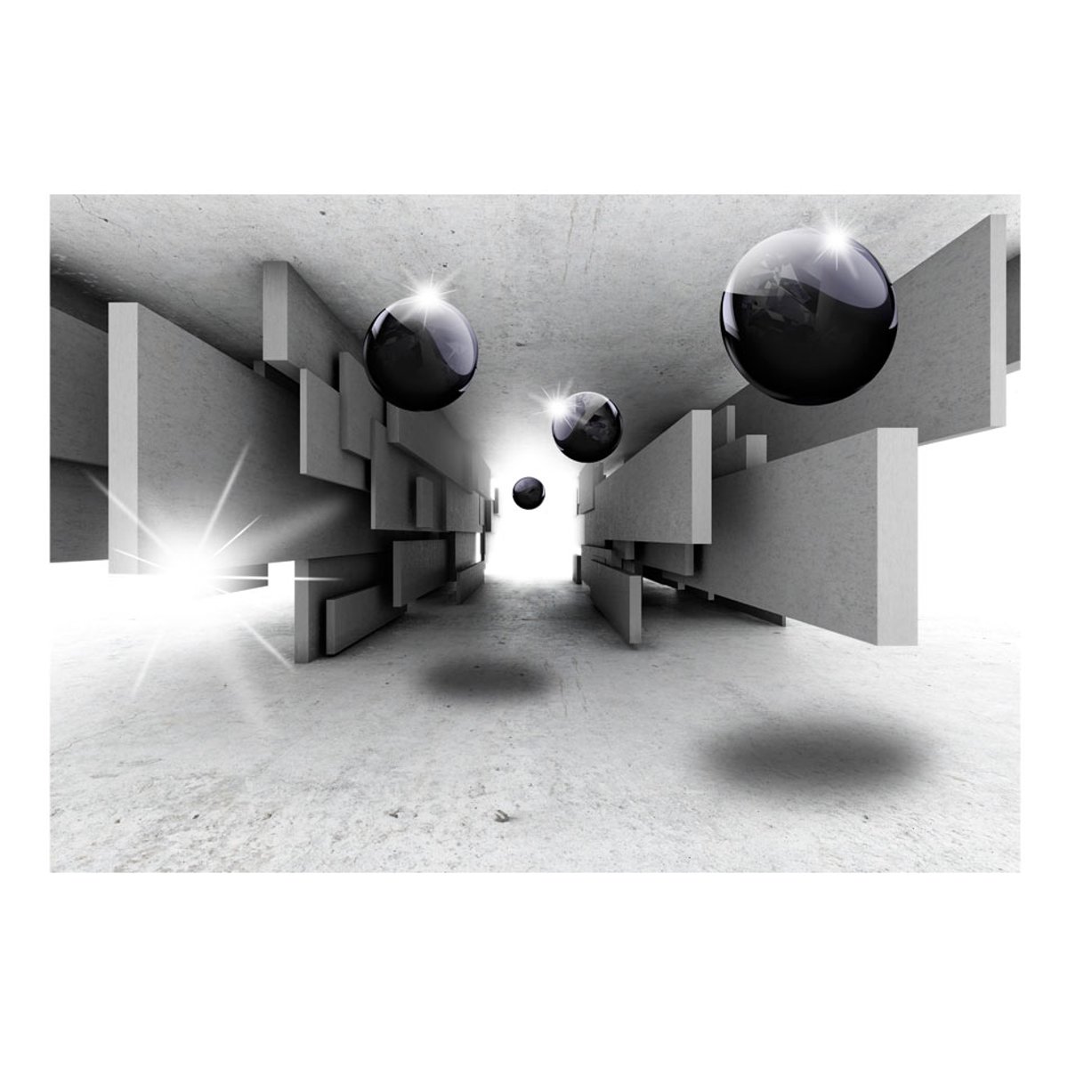 Papier peint intissé panoramique 3D et Perspective Border Control noir, EDEN