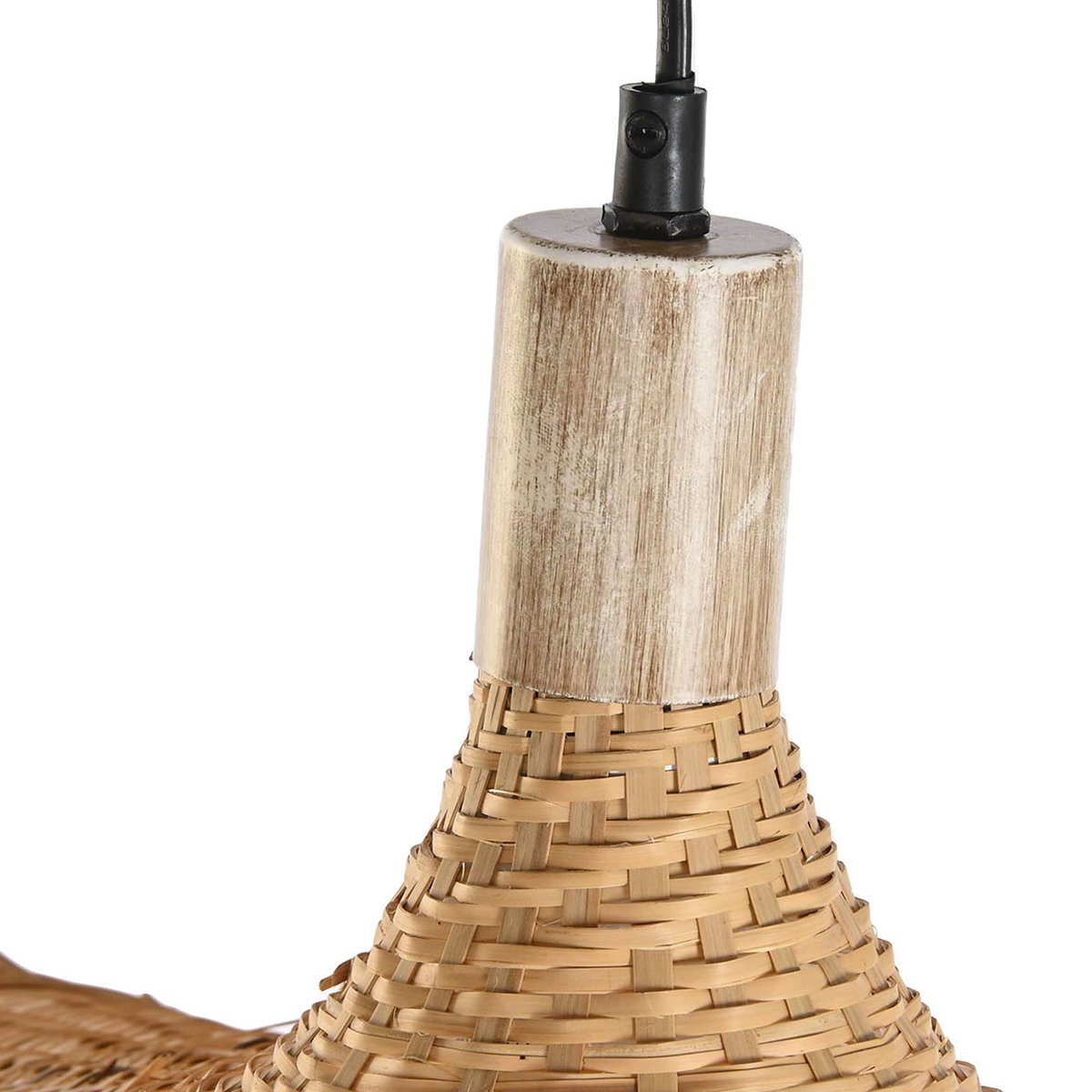 Plafonnier rotin naturel tressé chapeau 65x47x35cm bois, WADIGA