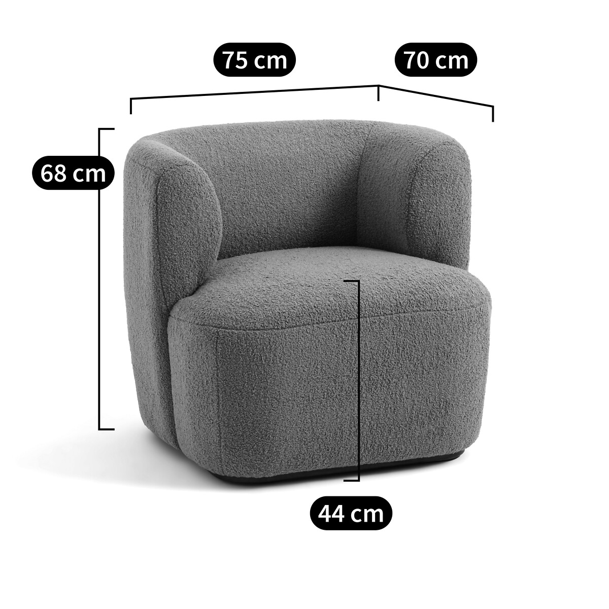 Fauteuil in bouclette, Nidou mokka , LA REDOUTE INTERIEURS