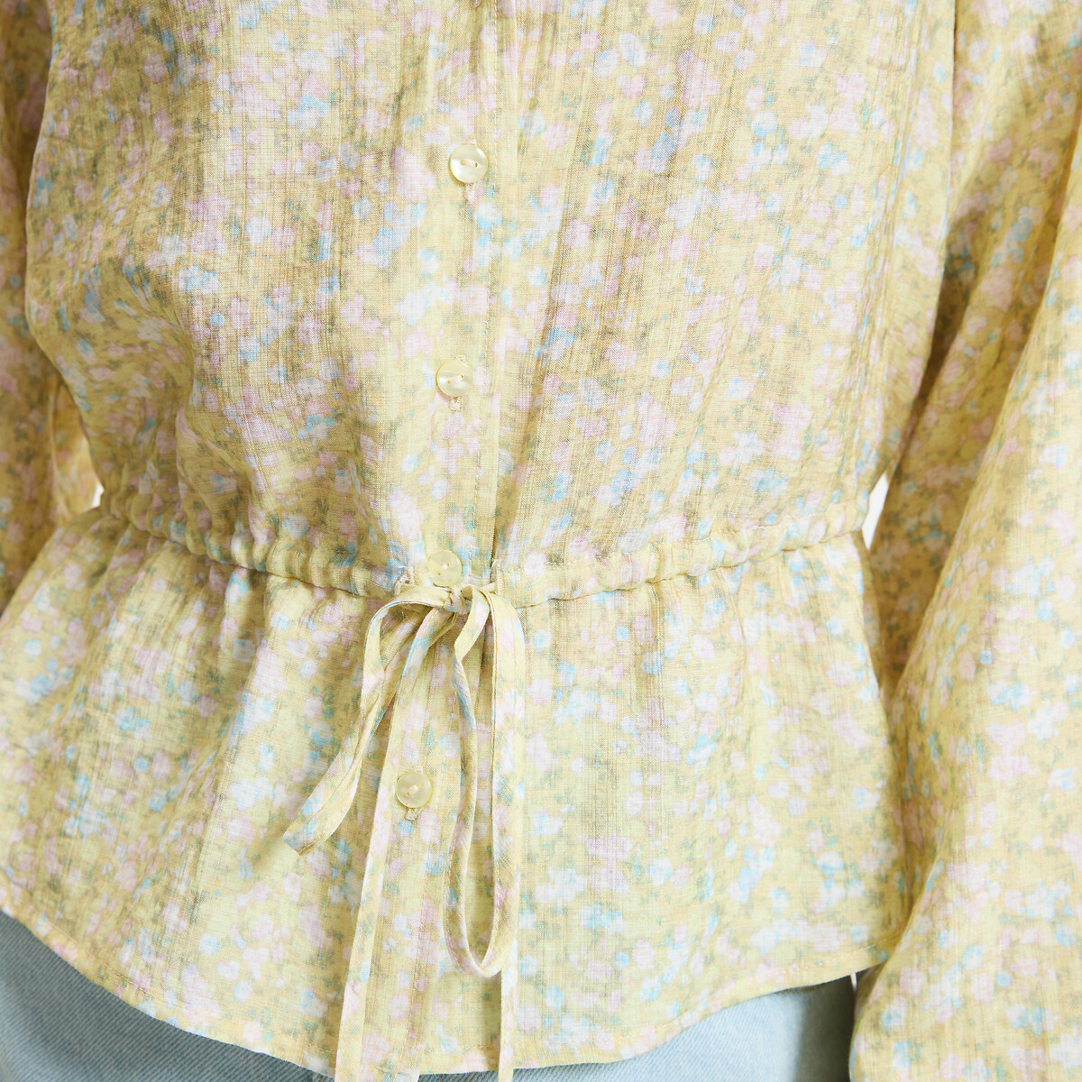 Floral Print Long Sleeve V-Neck Blouse yellow floral print, LA REDOUTE COLLECTIONS