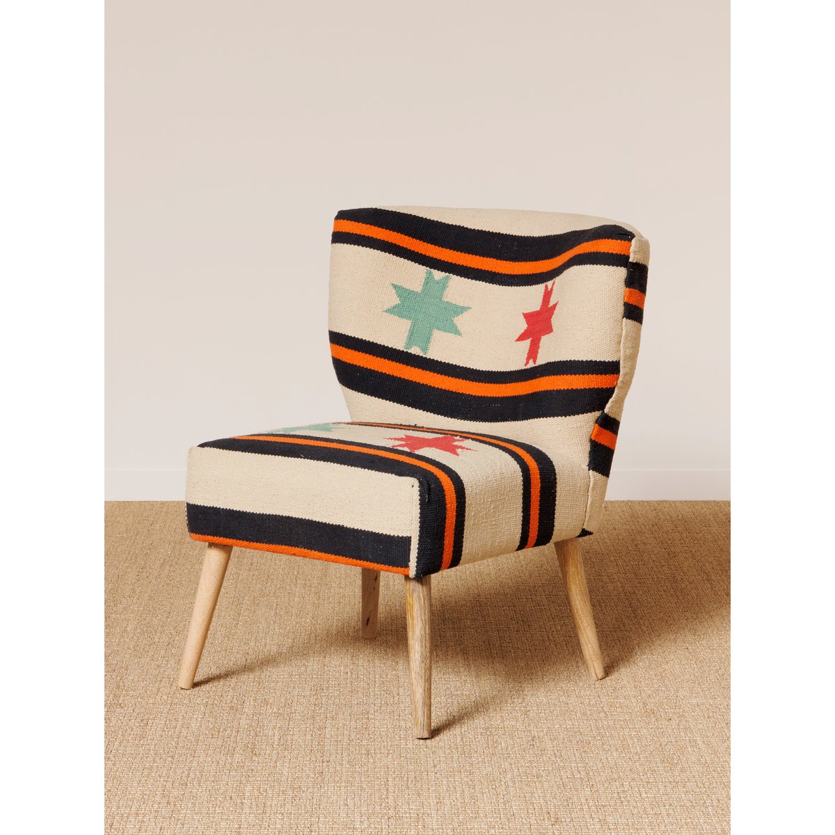 Fauteuil en tissu multicolore CRUZ beige, CHEHOMA