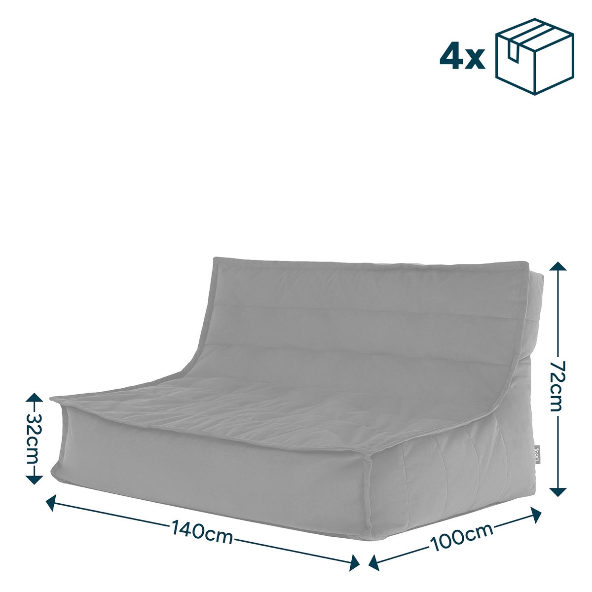Pouf canapé de sol en velours mat Oeko-Tex® - KOTA vert olive, ICON