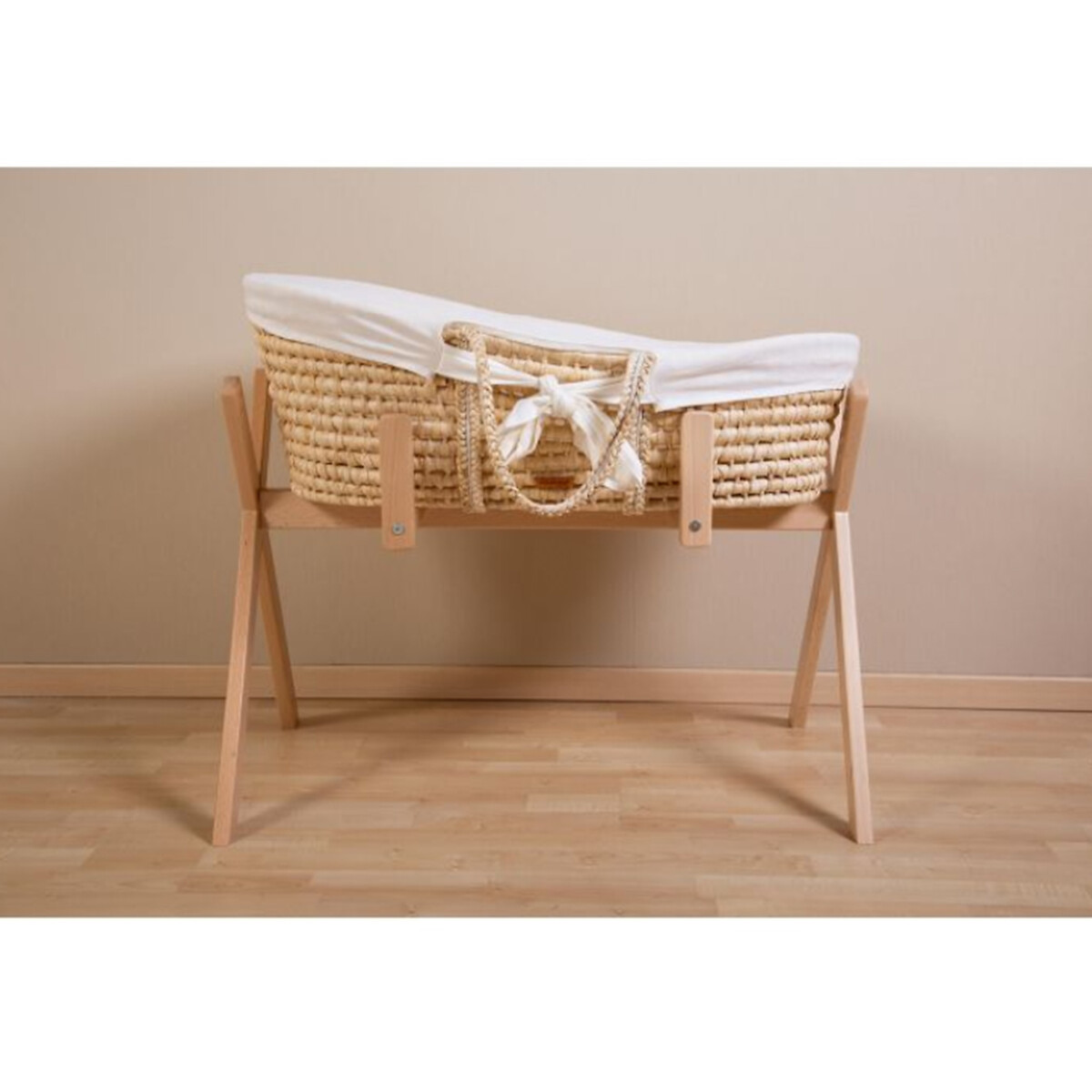 Panier moise soft natural avec matelas habillage ecru, CHILDHOME