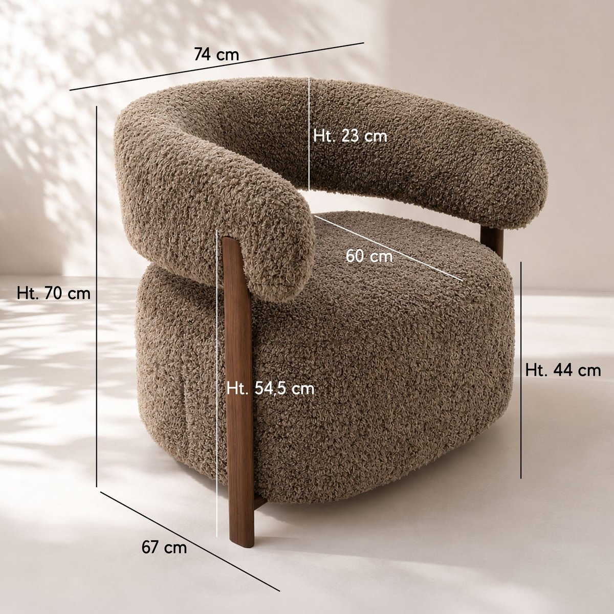 Fauteuil arrondi en tissu doux, NOUBIA beige, NOW'S HOME