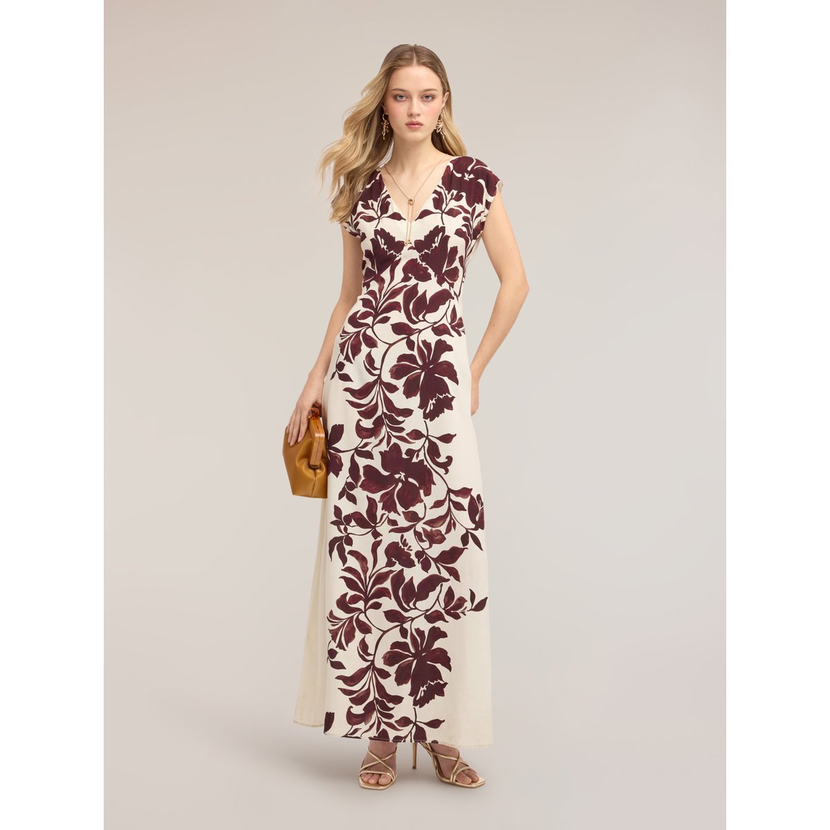 Robe longue imprimée burgundy, MOTIVI