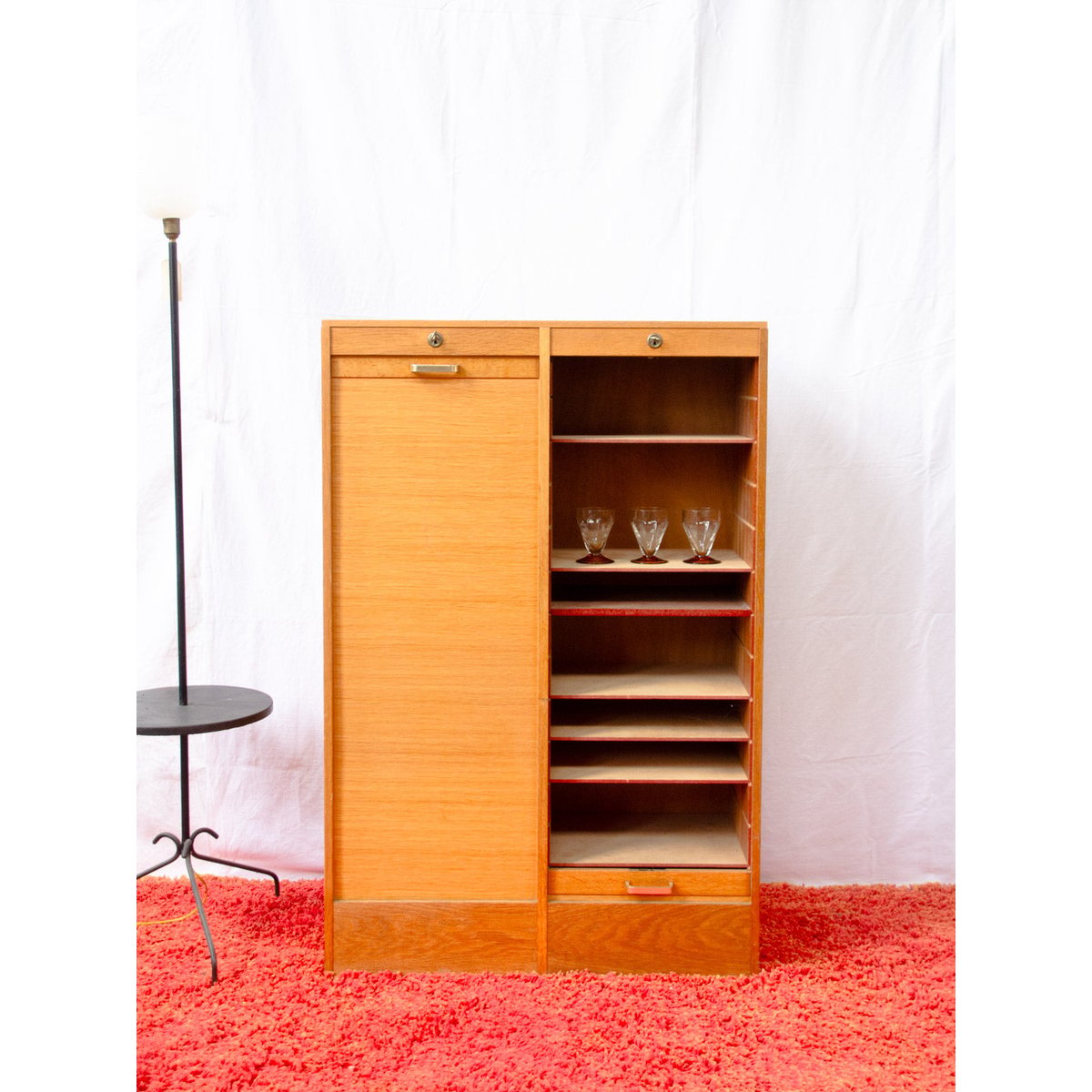 Meuble de métier en chêne Fernand N°485 - Bon état bois foncé, DEBONGOUT