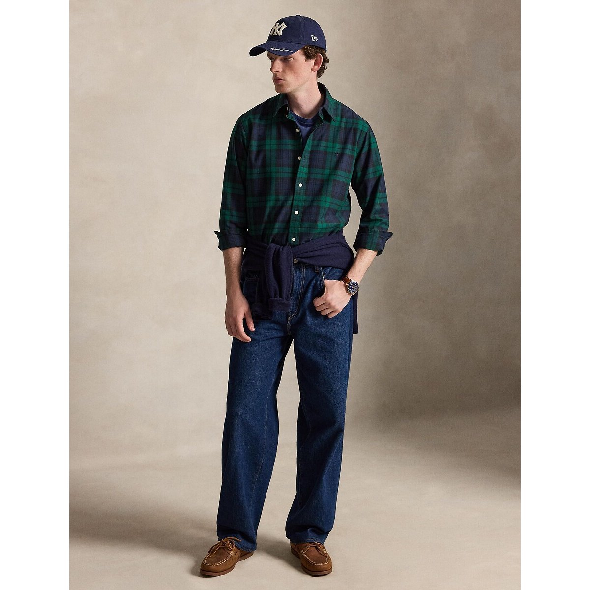 Tartan Custom Fit Oxford Cotton Shirt navy/green, POLO RALPH LAUREN