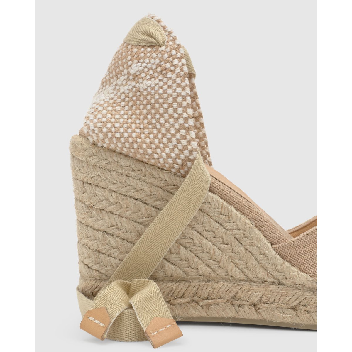 Espadrilles compensées en jute tressée à découpe en V CHIARA PLATFORM sable, CASTANER