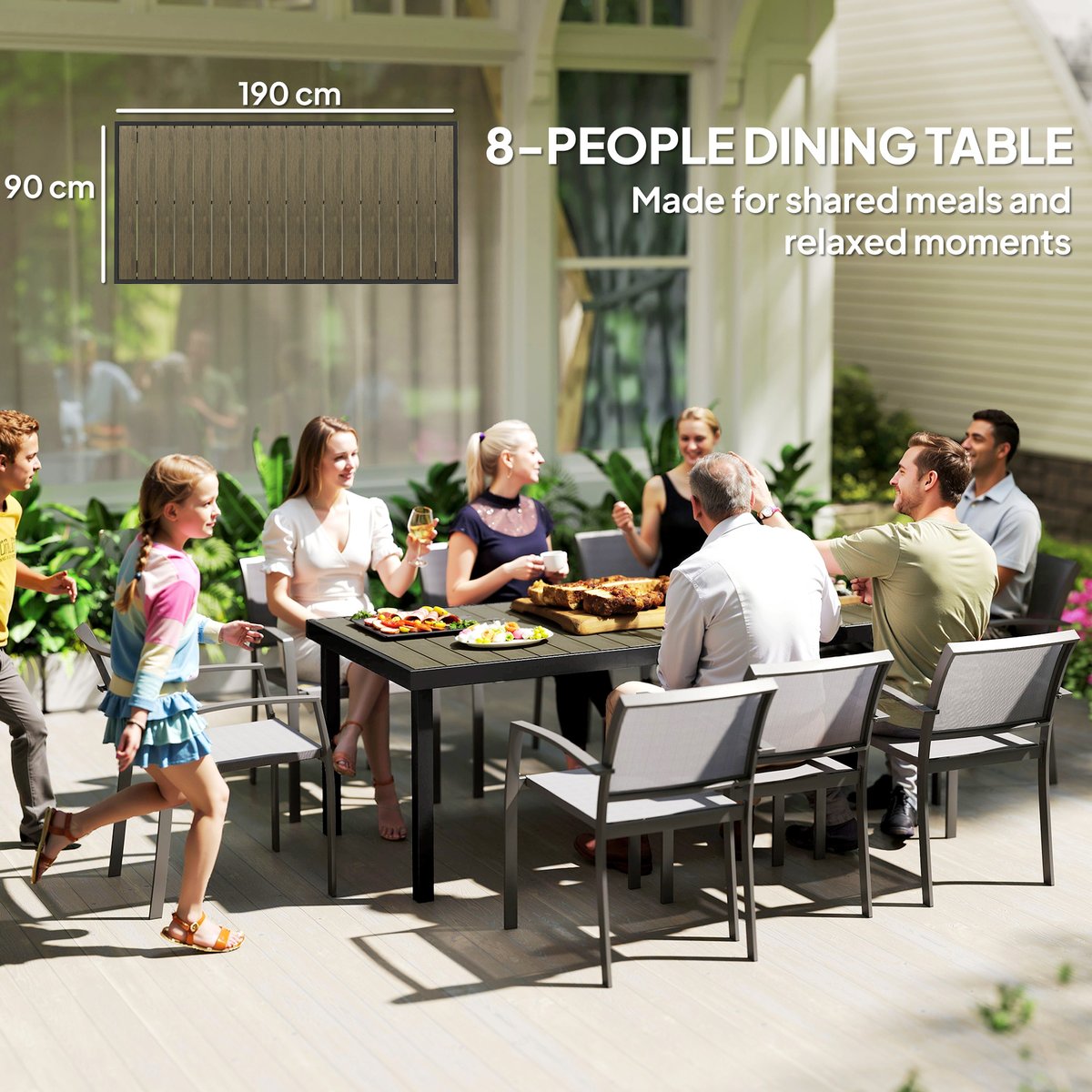 Table de jardin Aluminium marron, OUTSUNNY