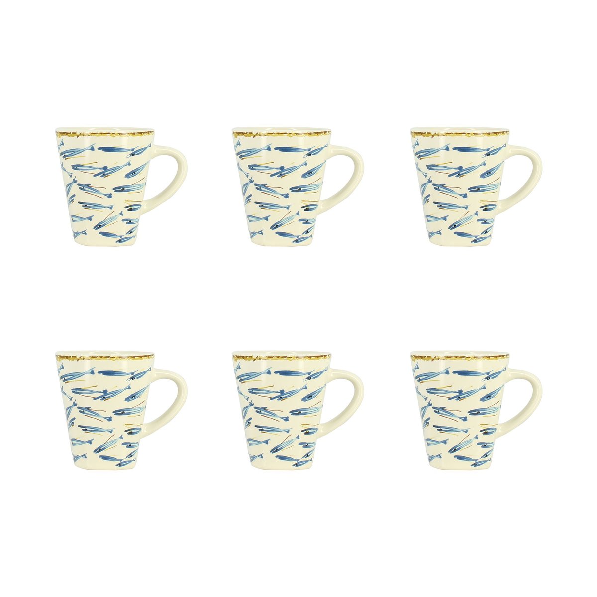 Lot de 6 tasses 20cl en grès, MARIUS multicolore, NOVASTYL