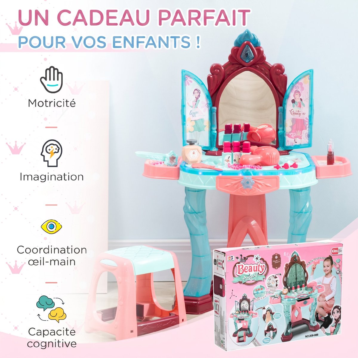 Ensemble de jeu « Coiffeuse pour enfants » PP multicolore, AIYAPLAY