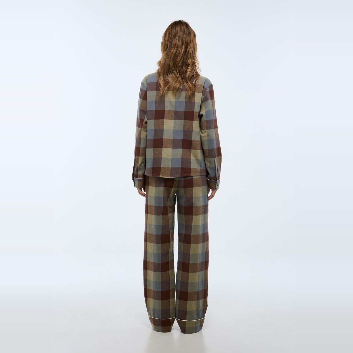 Pyjama vichy en coton graté gris chine moyen, MONOPRIX