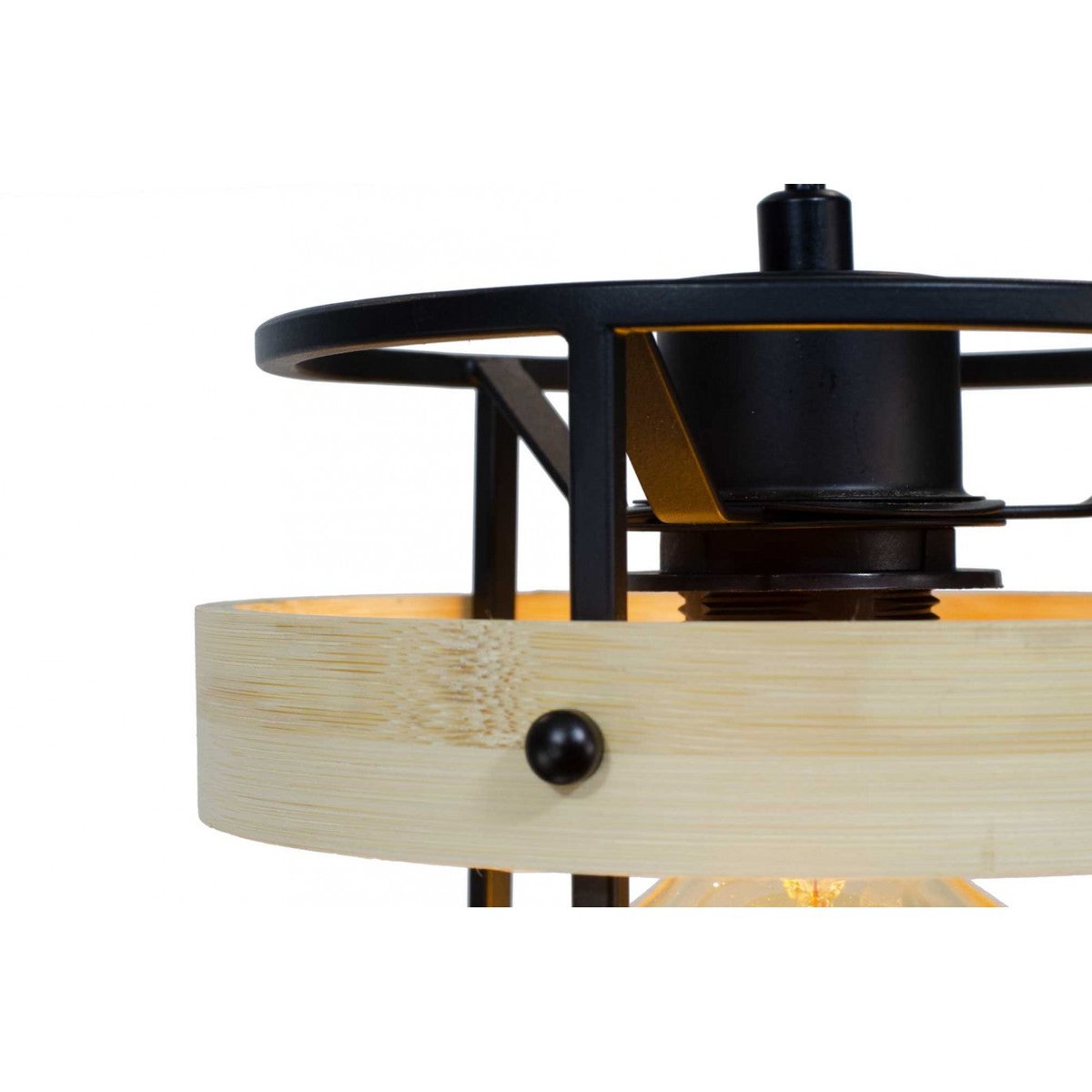 Suspension en bambou et métal Ø18 cm, Artone noir et naturel, C-CREATION