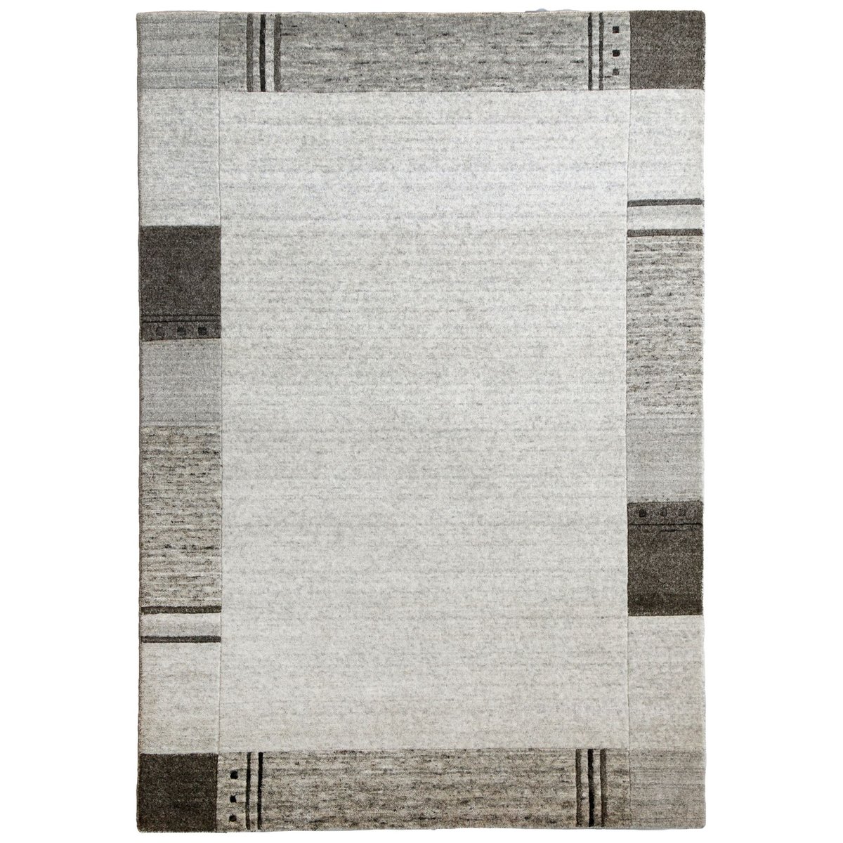 Tapis gabbeh Memu, fait main en laine gris, THEKO