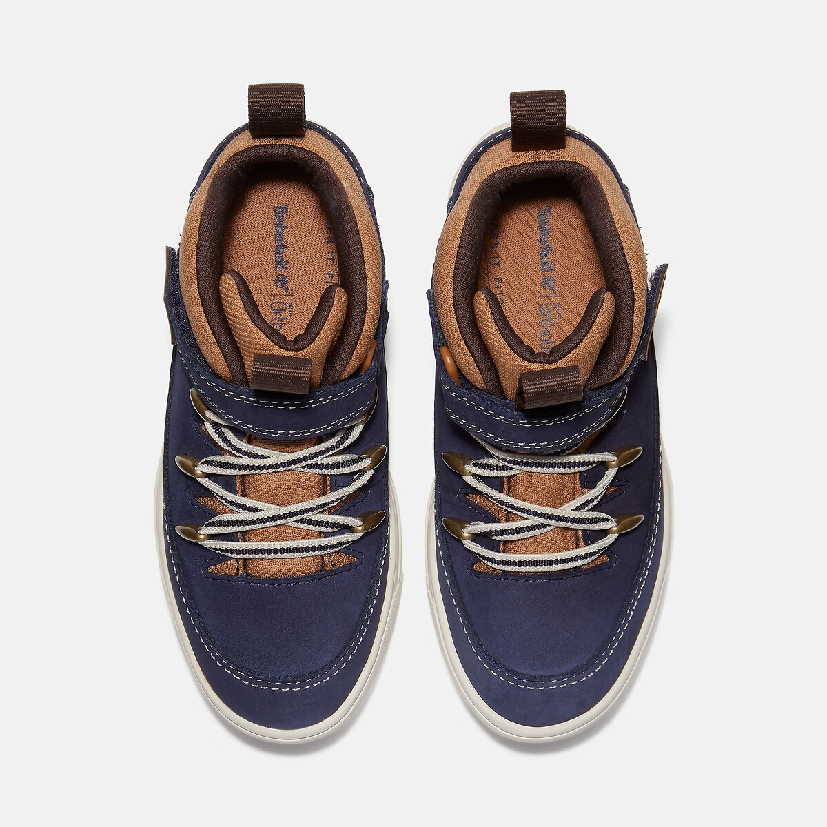 Kids Lisbon Street Mid Lace Elasticated Lace Trainers navy blue, TIMBERLAND