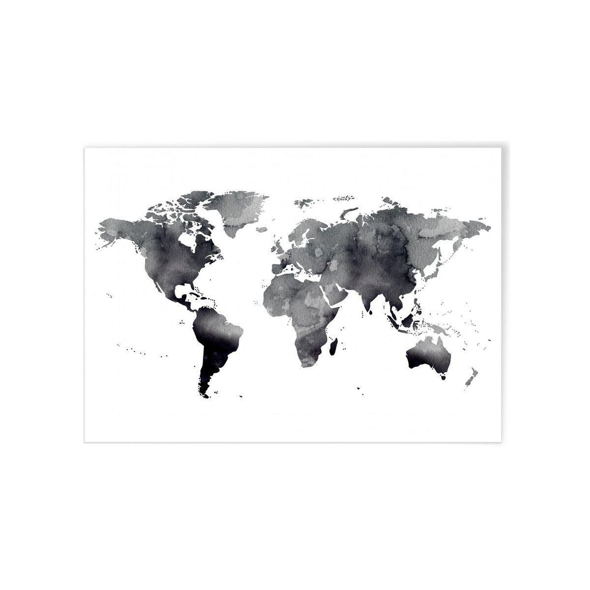 Poster Carte du monde noire blanc, L'AFFICHERIE