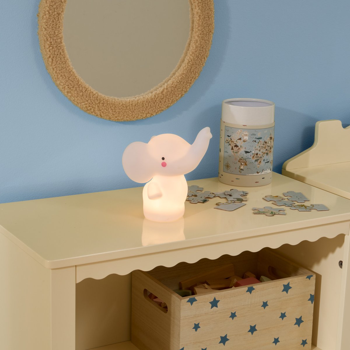 Veilleuse Elephant enfant SOFTY blanc, ATMOSPHERA FOR KIDS