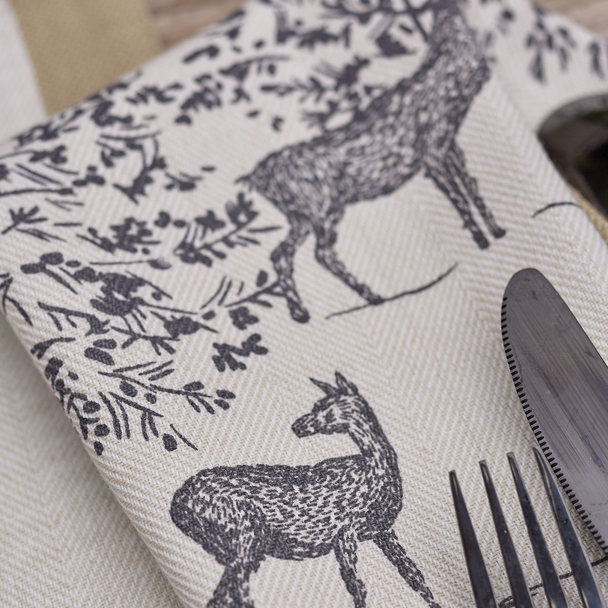 Serviette de table TRESOR DES FORETS naturel, SYLVIE THIRIEZ
