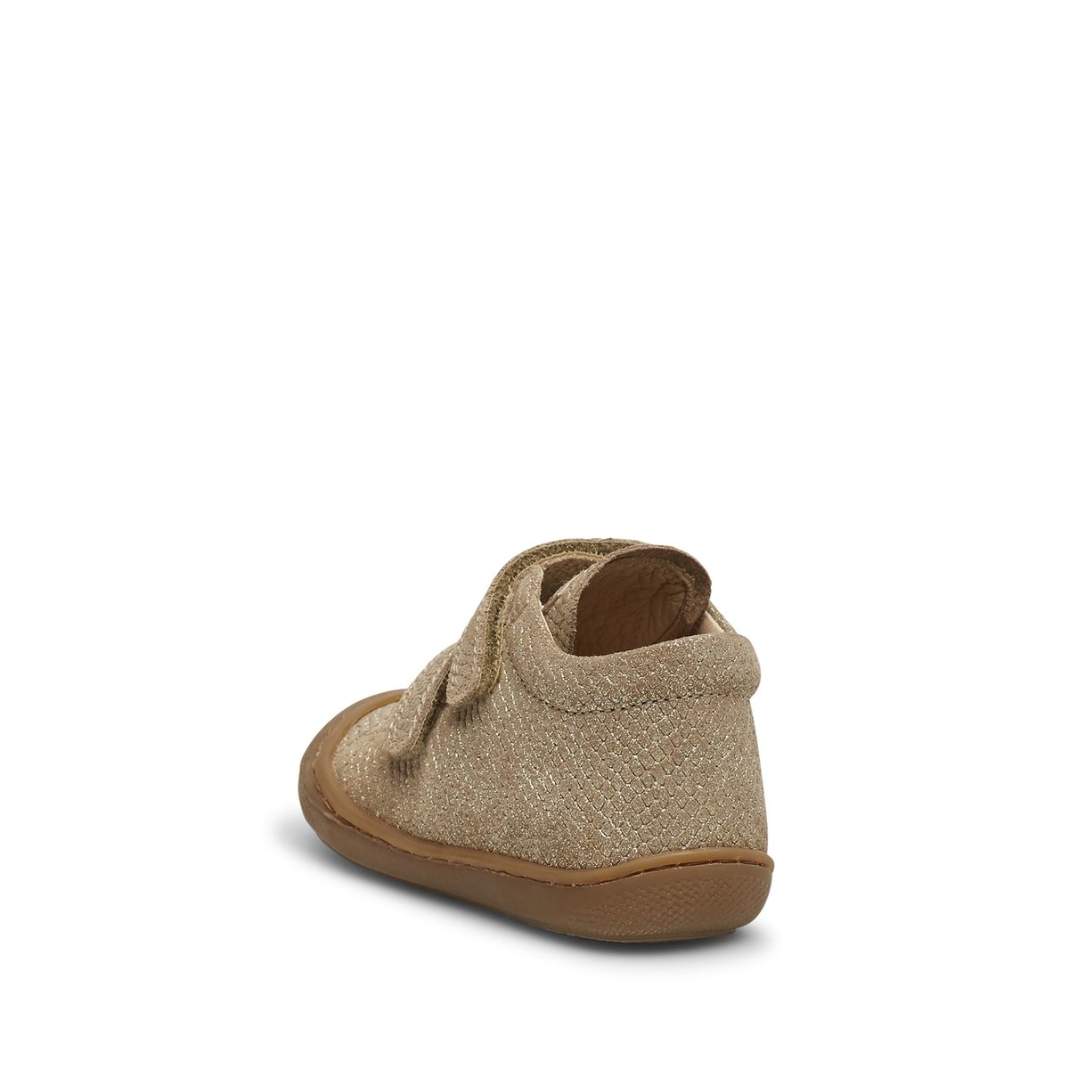 Chaussons premiers pas en suède lamé COCOON VL platine, NATURINO