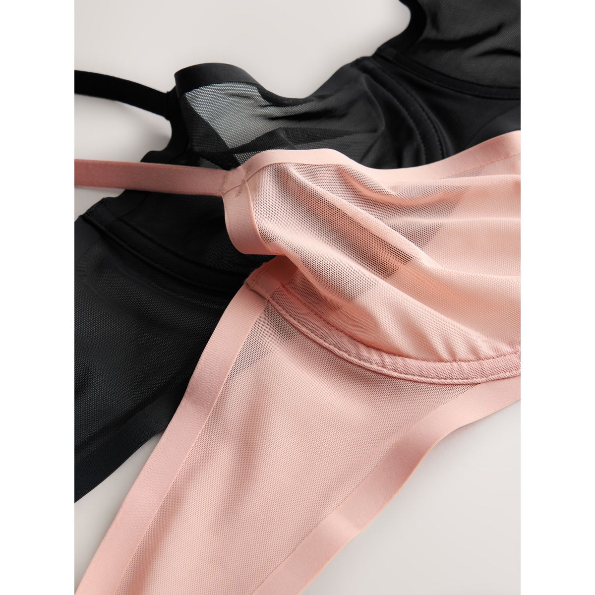 Soutien-gorge balconnet en mesh, lot de 2 noir/rose, NEXT