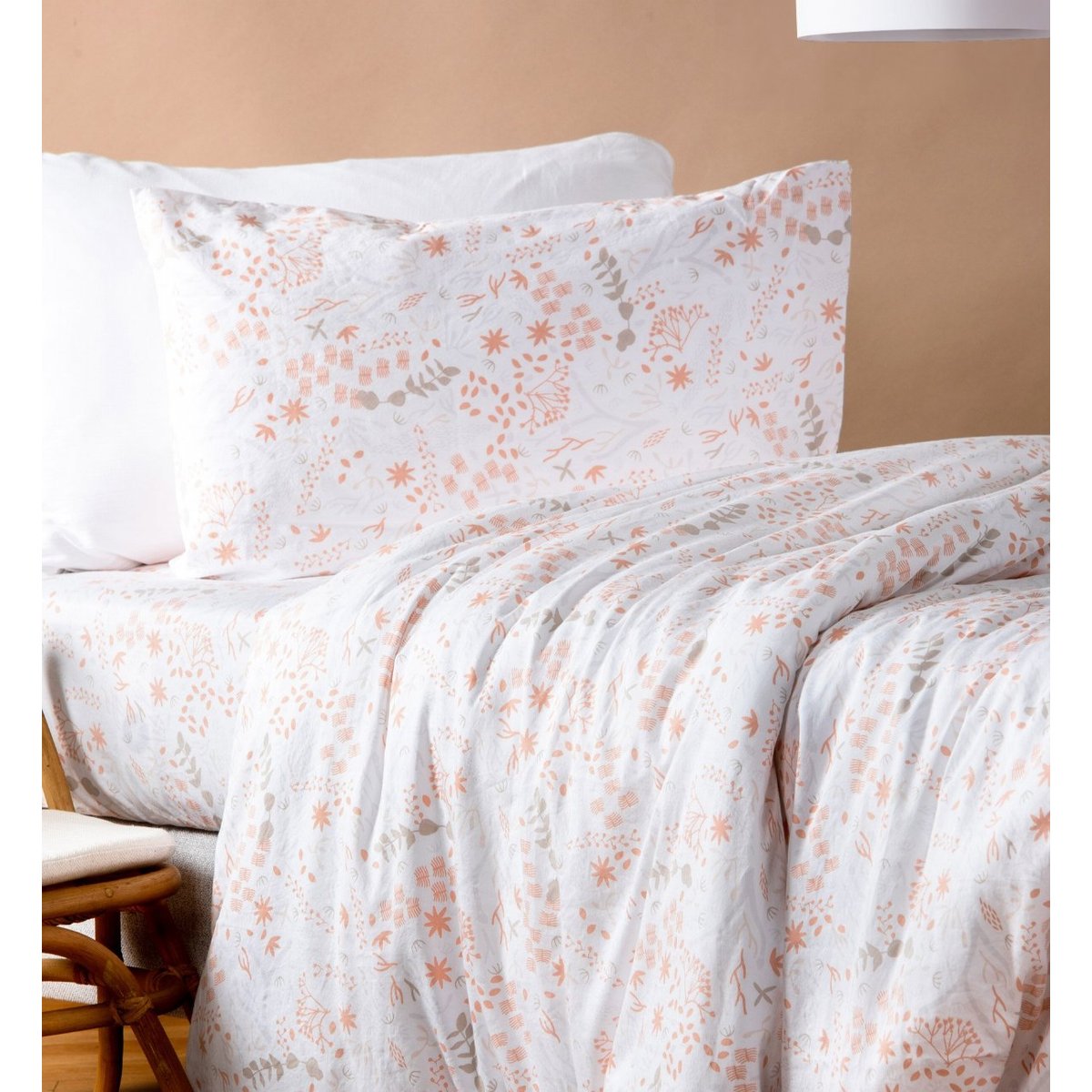 Housse de couette en Coton Bio pour lit 1 personne YUKARI DOUCEUR yukari peach, KADOLIS