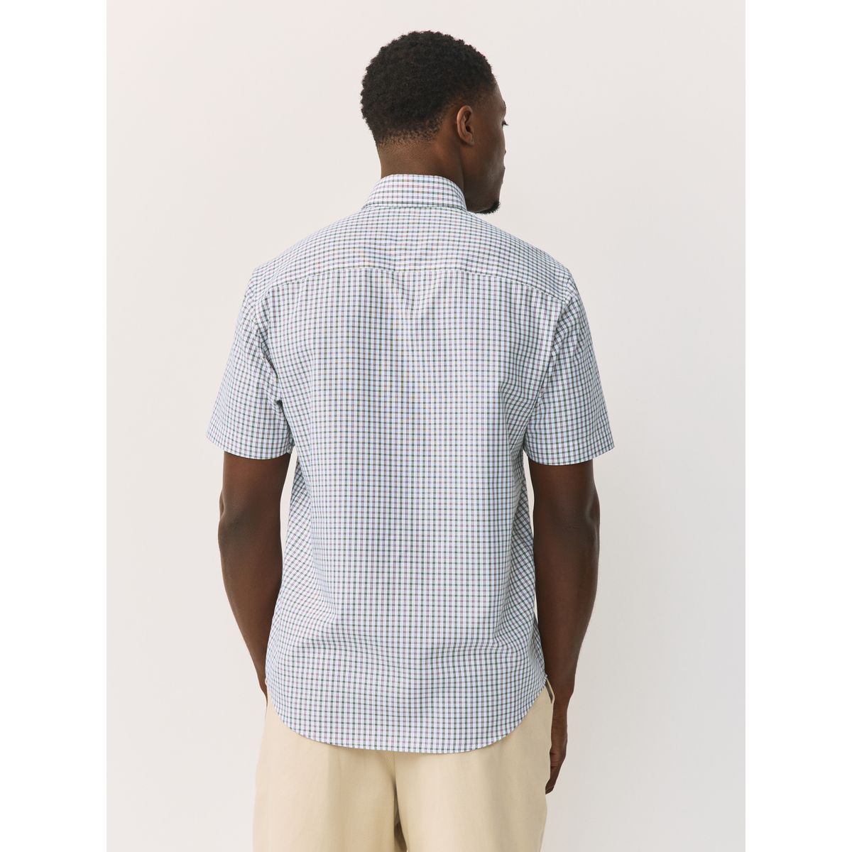 Chemise oxford boutonnée à manches courtes carreaux tattersall blanc/vert/rose, NEXT