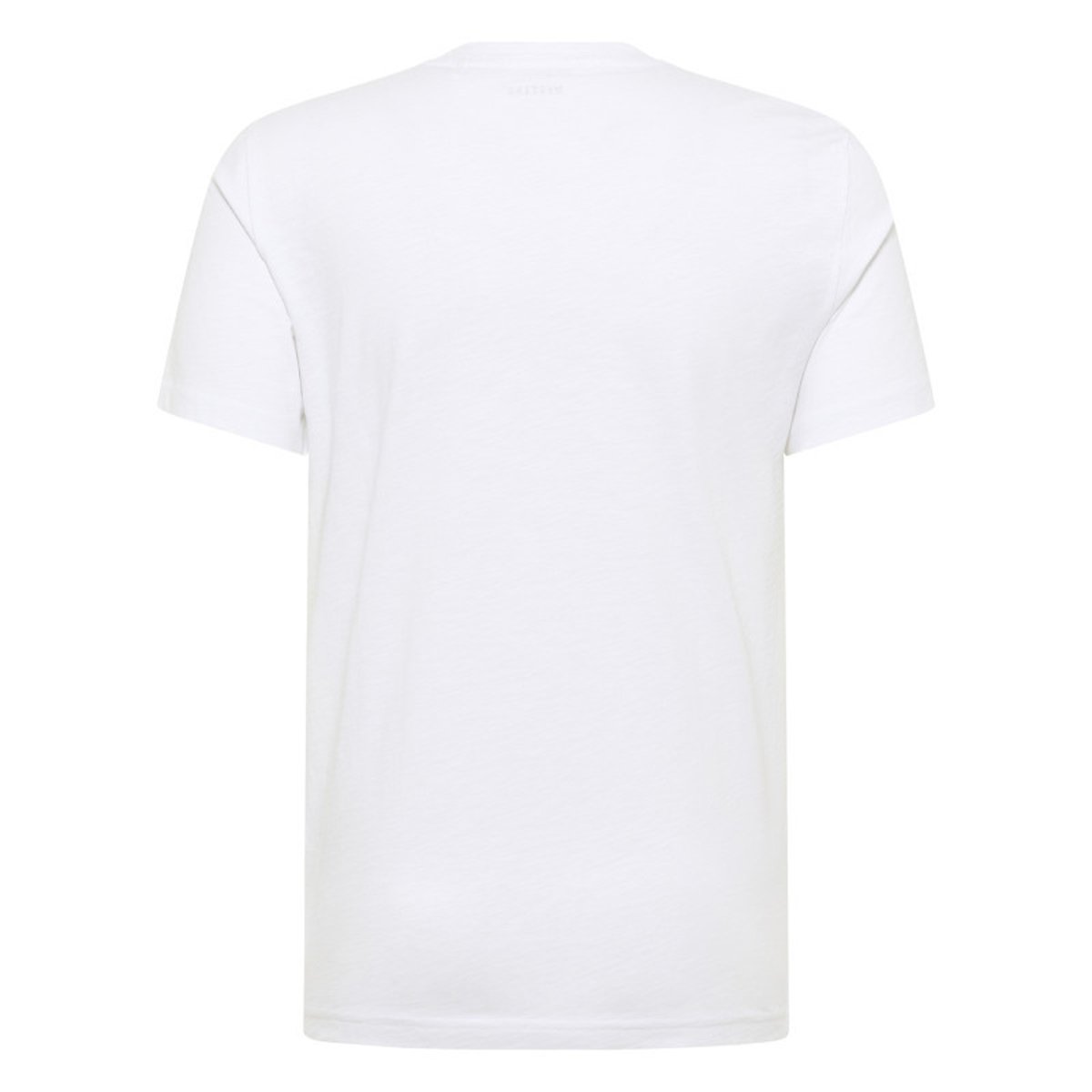 T-shirt en coton blanc uni avec un petit crabe imprimé et à col rond blanc, MUSTANG